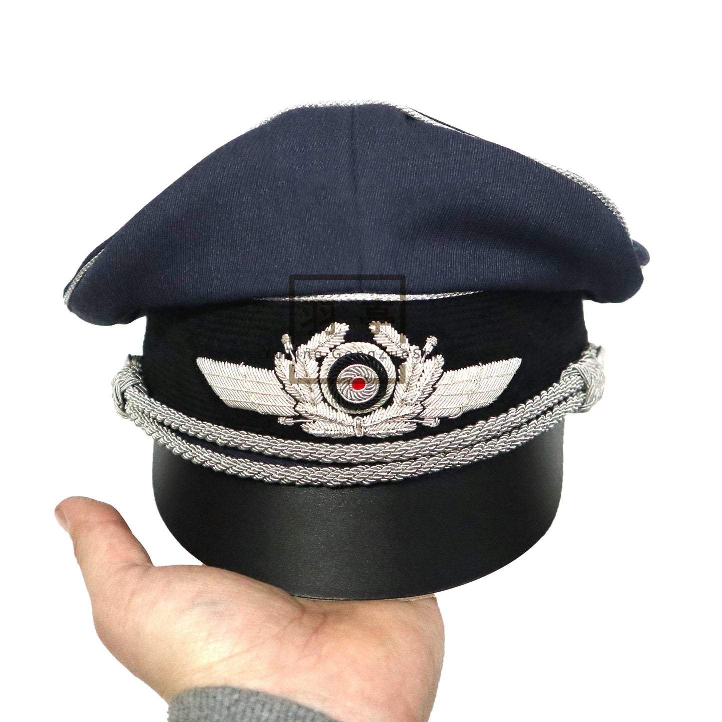 德空马裤呢软帽金属丝帽徽大檐帽影视道具cosplay角色扮演 Luftwaffe‑Style Moleskin Soft‑Crown Peaked Cap with Wire‑Embroidered Cap Badge, Film & TV Prop, Cosplay, Role‑Play