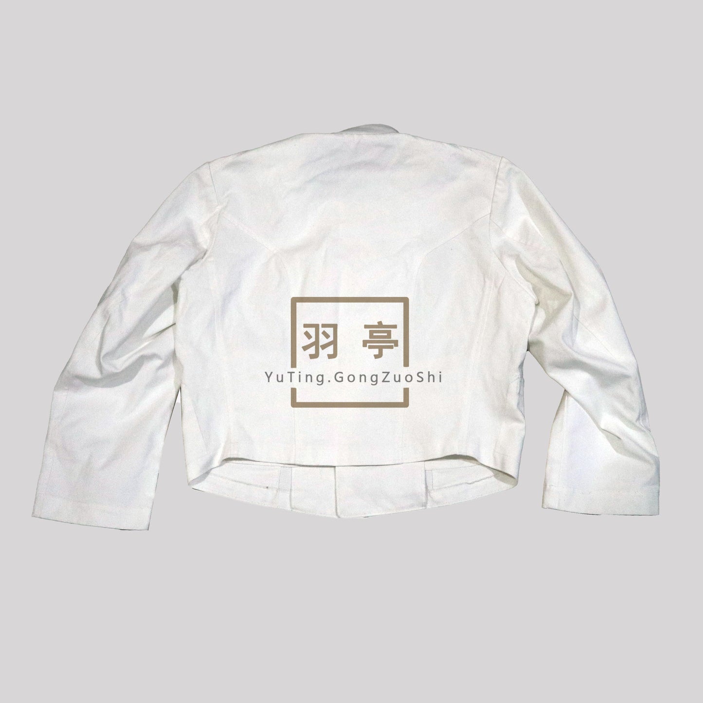 旧日本予科生学校生徒白色棉布短款校服