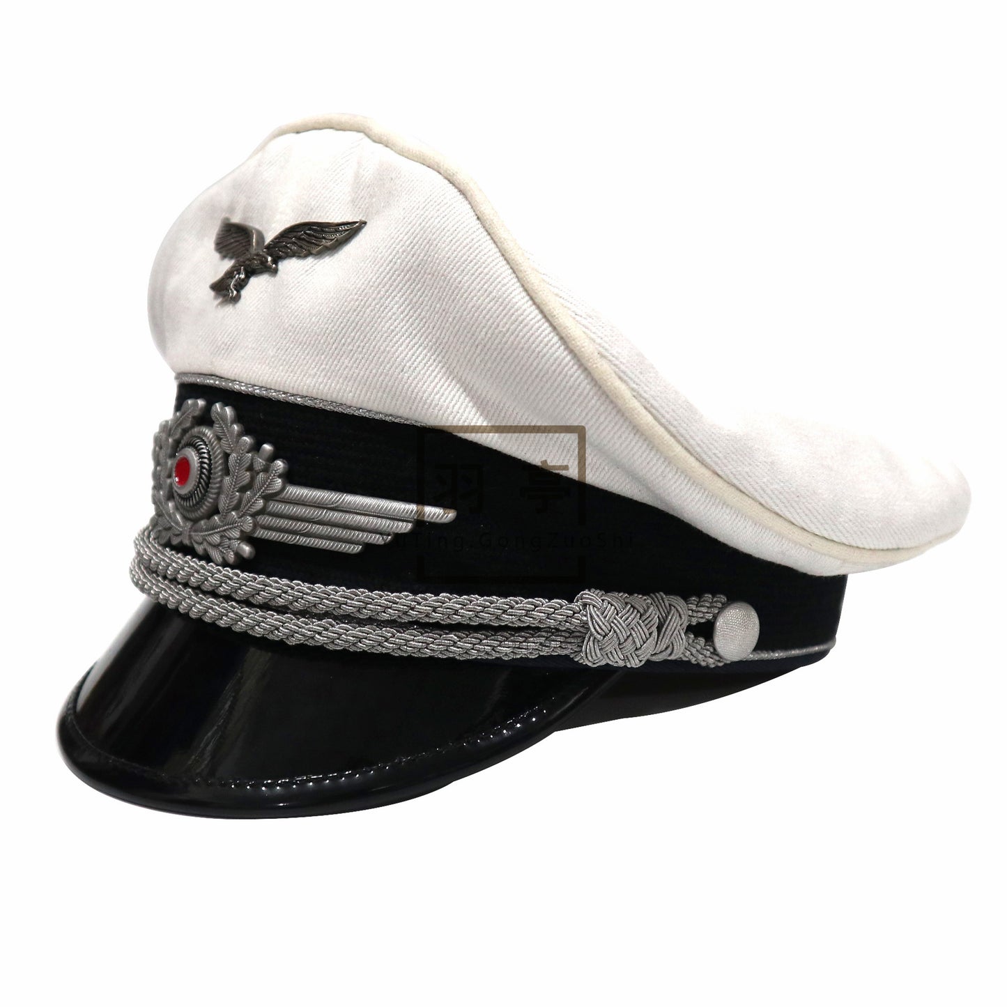 德国夏季空军白色大檐帽定制款