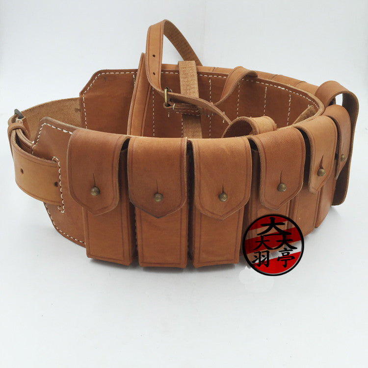 羽亭推荐国军毛瑟战术腰带战术腰包头层牛皮制历史舞台影视道具