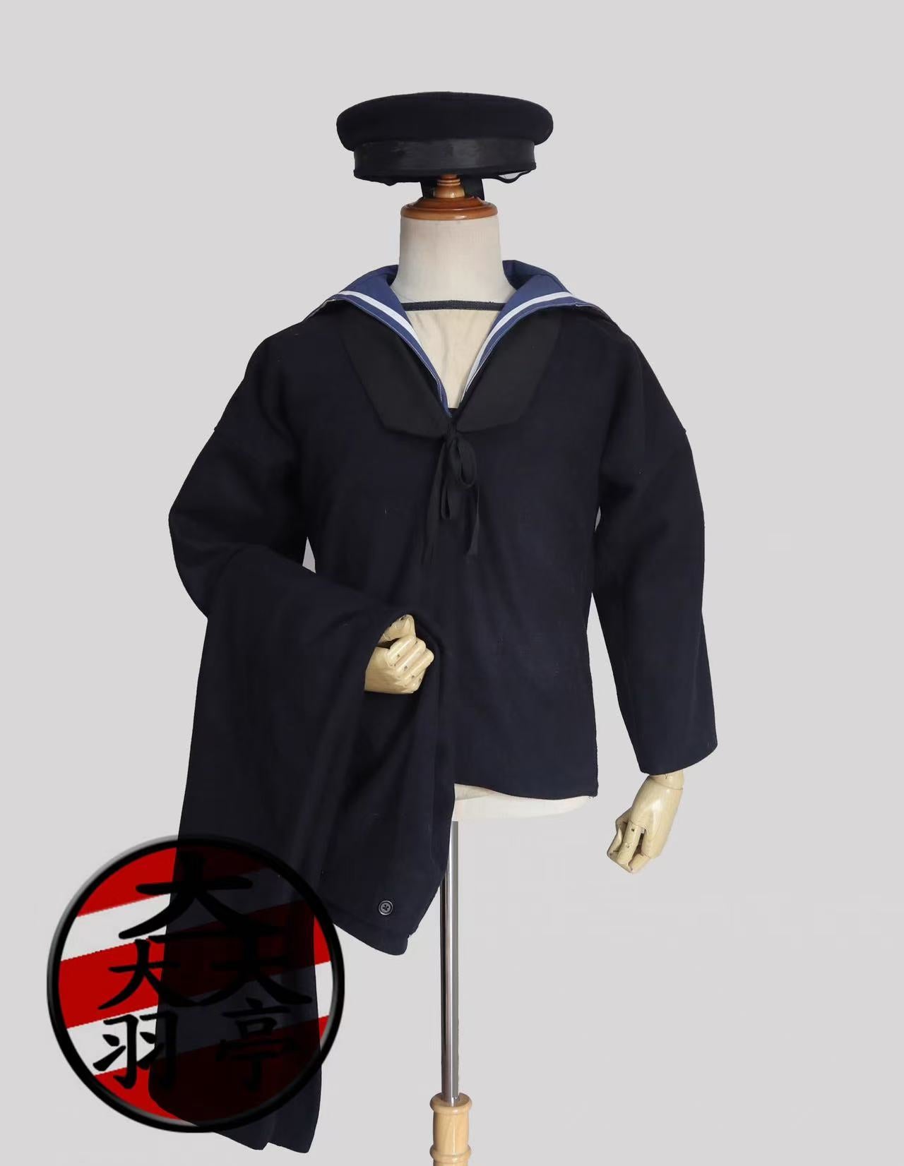 日本国水手服水兵冬季一种制服毛呢藏青舰娘cos影视道具