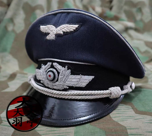 German Luftwaffe Reproduction Officer Peaked Cap | WW2 Military Collectible Prop