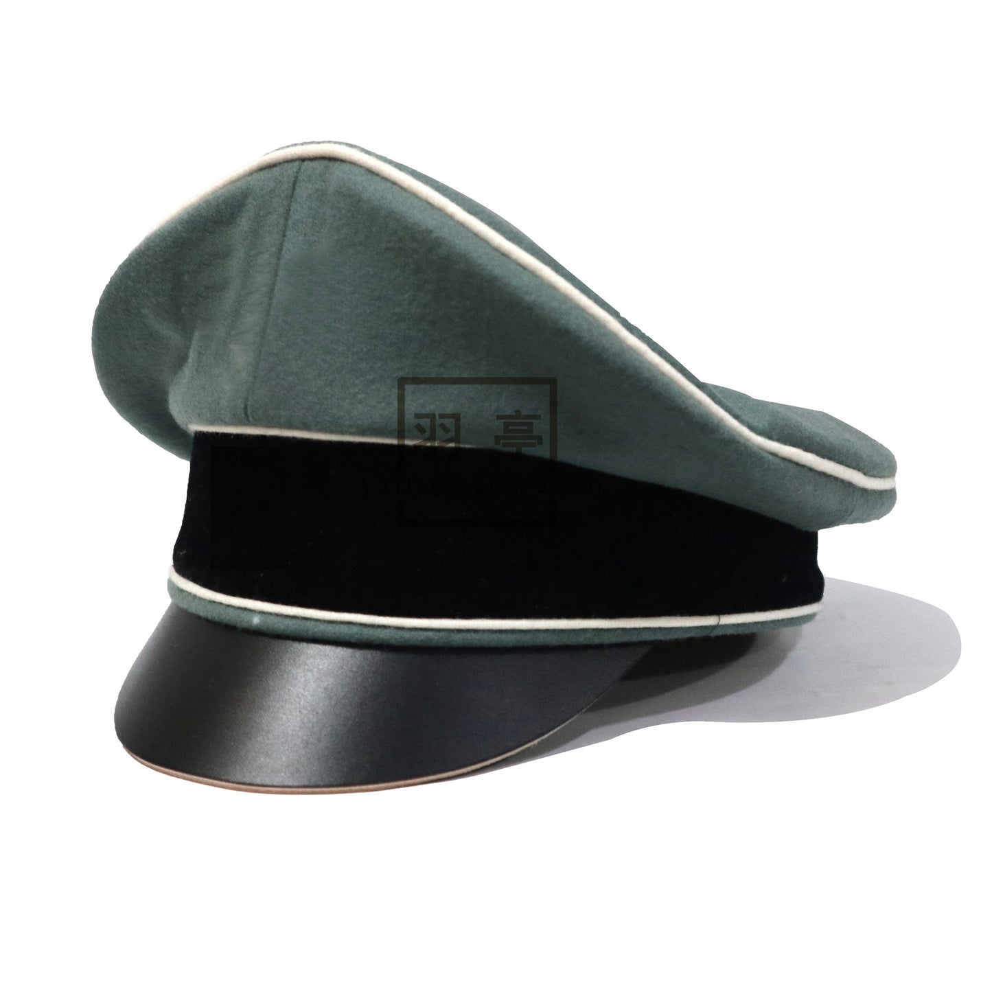 德国灰色细毛呢软帽大檐帽含机织帽徽影视道具cosplay角色扮演German Grey Fine Woolen Soft‑Body Peaked Cap with Woven Cap Badge, Movie Prop for Cosplay & Role‑Play