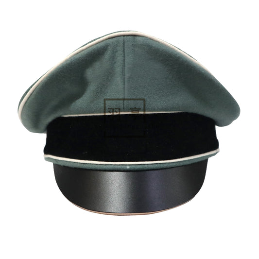 德国灰色细毛呢软帽大檐帽含机织帽徽影视道具cosplay角色扮演German Grey Fine Woolen Soft‑Body Peaked Cap with Woven Cap Badge, Movie Prop for Cosplay & Role‑Play