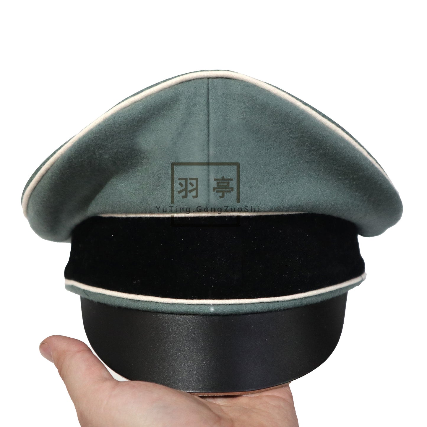 德国灰色细毛呢软帽大檐帽含机织帽徽影视道具cosplay角色扮演German Grey Fine Woolen Soft‑Body Peaked Cap with Woven Cap Badge, Movie Prop for Cosplay & Role‑Play