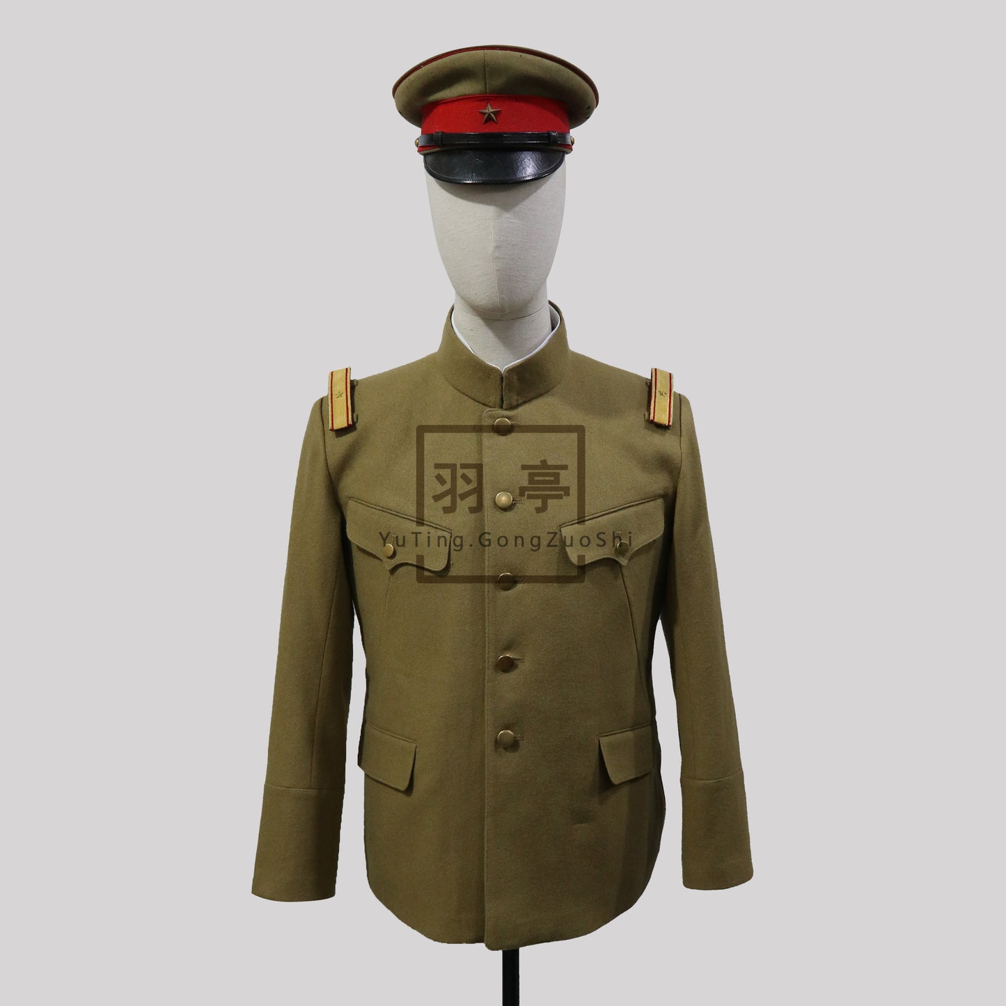 旧日本陆军昭五制服黄色毛呢影视道具WW2 Japanese IJA Type 5 Shōgo Yellow Wool Officer Uniform (Film Prop)