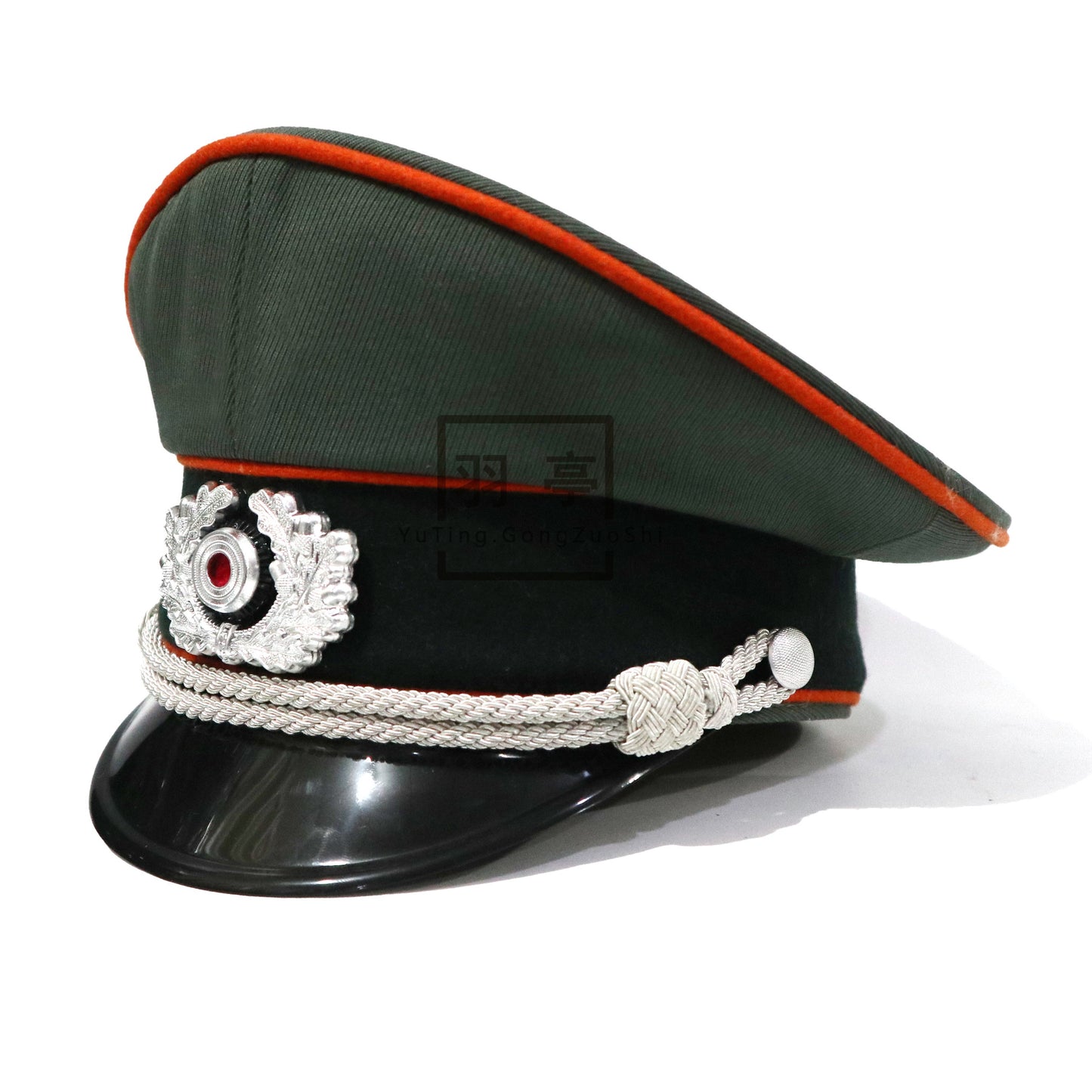 德国马裤呢宪兵大檐帽塑料帽盖影视道具 cosplay 角色扮演密室剧本German‑Style Moleskin Gendarmerie Peaked Cap with Plastic Crown, Film & TV Prop, Cosplay, Role‑Play, Escape‑Room Script