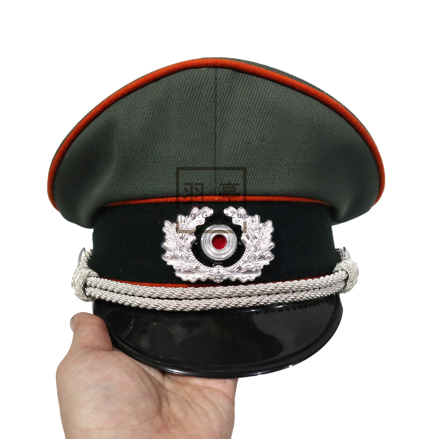 德国马裤呢宪兵大檐帽塑料帽盖影视道具 cosplay 角色扮演密室剧本German‑Style Moleskin Gendarmerie Peaked Cap with Plastic Crown, Film & TV Prop, Cosplay, Role‑Play, Escape‑Room Script