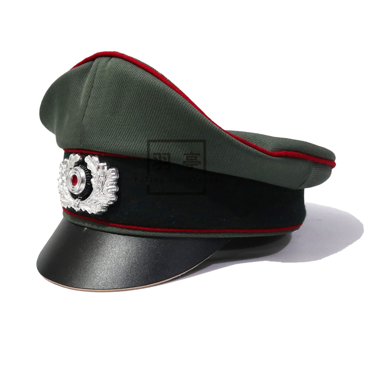 德国马裤呢校尉红色牙线软帽大檐帽影视道具cosplay角色扮演密室German‑Style Moleskin Officer Peaked Soft Cap with Red Piping, Film & TV Prop, Cosplay, Role‑Play, Escape‑Room