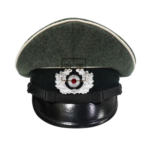 德国毛呢校尉大檐帽影视道具cosplay兵人角色扮演密室剧本 German‑Style Wool Officer Peaked Cap, Film & TV Prop, Cosplay, Action‑Figure, Role‑Play, Escape‑Room Script