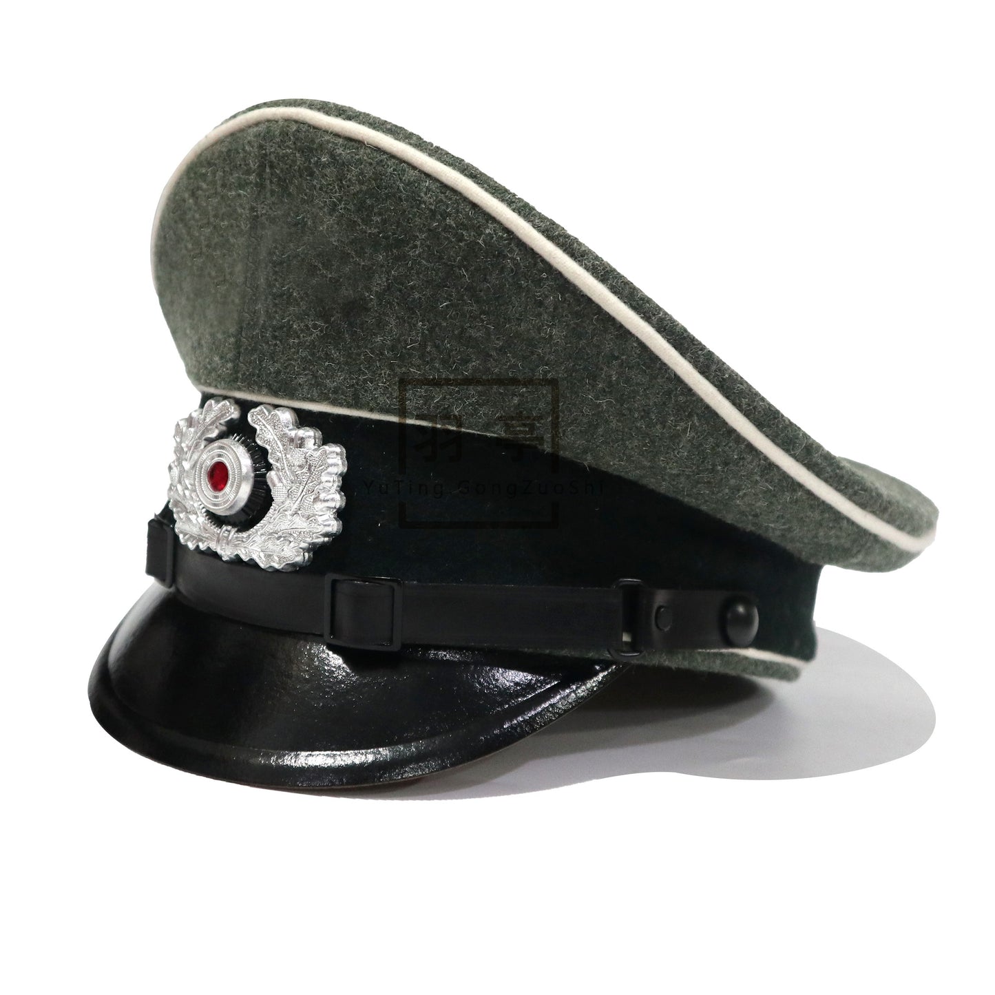 德国毛呢校尉大檐帽影视道具cosplay兵人角色扮演密室剧本 German‑Style Wool Officer Peaked Cap, Film & TV Prop, Cosplay, Action‑Figure, Role‑Play, Escape‑Room Script