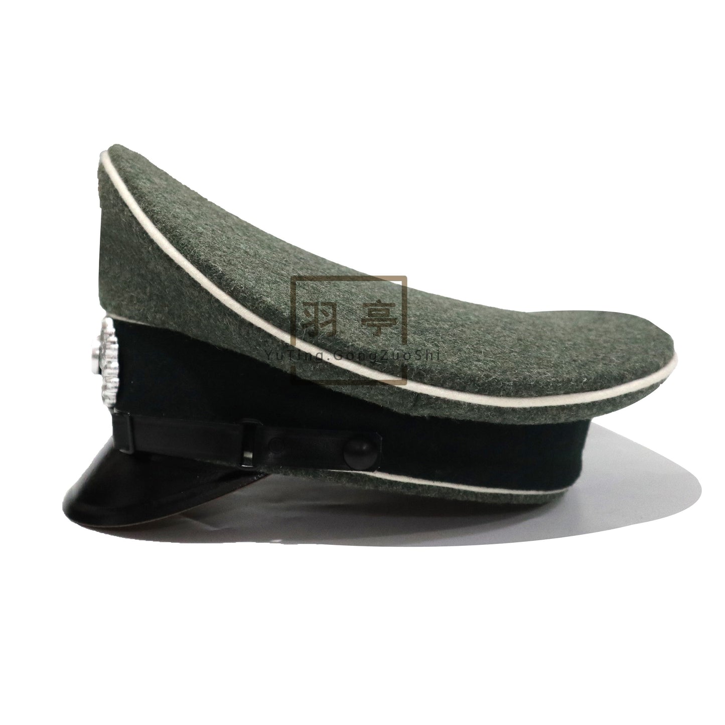 德国毛呢校尉大檐帽影视道具cosplay兵人角色扮演密室剧本 German‑Style Wool Officer Peaked Cap, Film & TV Prop, Cosplay, Action‑Figure, Role‑Play, Escape‑Room Script