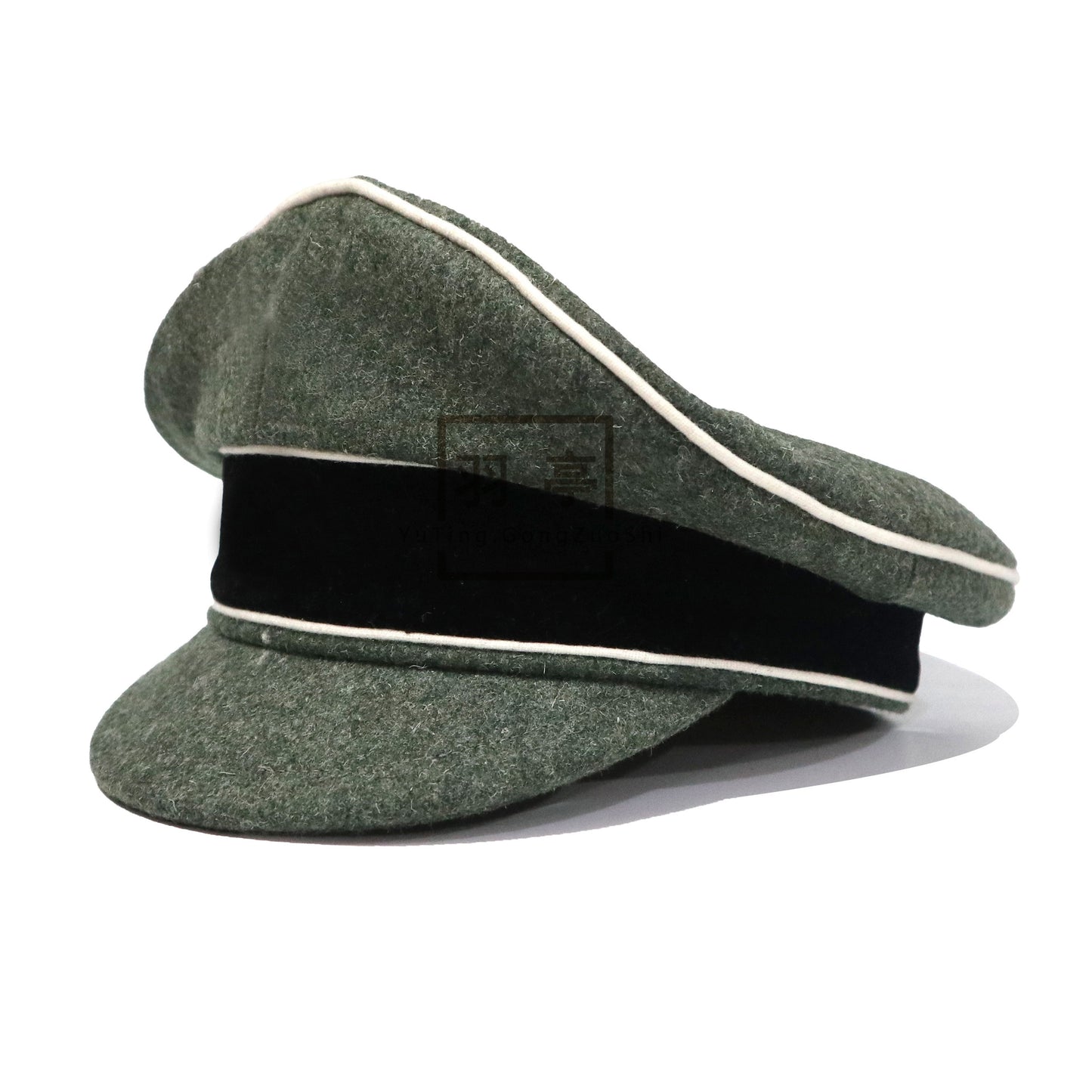 德国毛呢软帽大檐帽送机织帽徽影视道具 cosplay 兵人角色扮演密室German‑Style Wool Soft‑Crown Peaked Cap with Woven Cap Badge Included, Film & TV Prop, Cosplay, Action‑Figure, Role‑Play, Escape‑Room