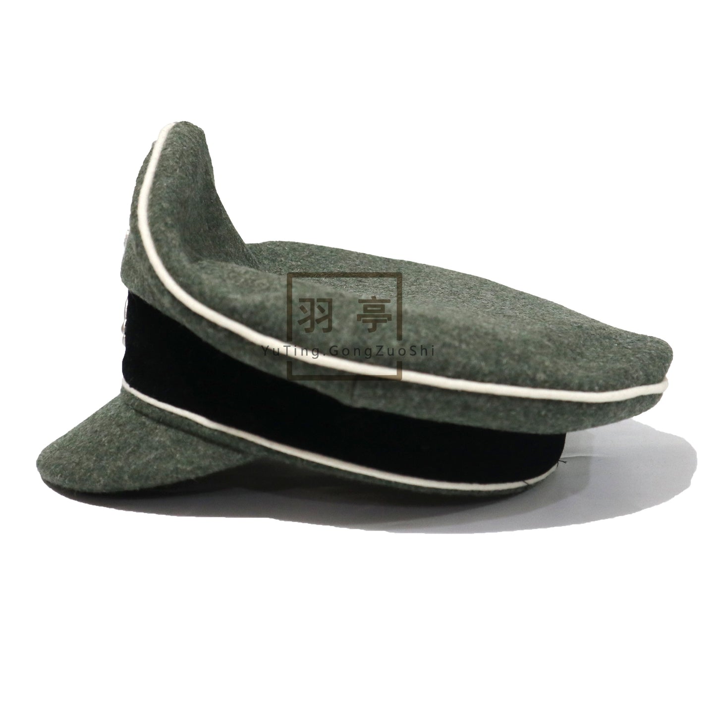 德国毛呢软帽大檐帽送机织帽徽影视道具 cosplay 兵人角色扮演密室German‑Style Wool Soft‑Crown Peaked Cap with Woven Cap Badge Included, Film & TV Prop, Cosplay, Action‑Figure, Role‑Play, Escape‑Room