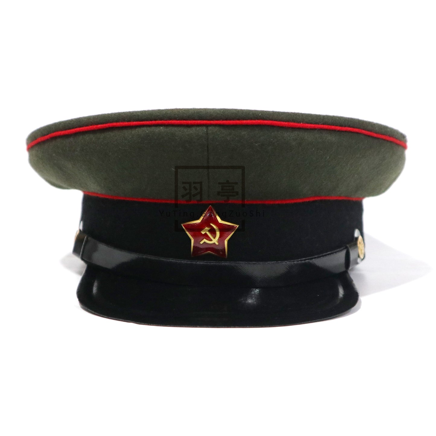 苏联复制马裤呢炮槟大檐帽蓝帽子cosplay重演政委帽子影视道具 Reproduction Soviet Moleskin Artillery Peaked Cap, Blue‑Top Political Commissar Hat, Cosplay & Reenactment, Film & TV Prop