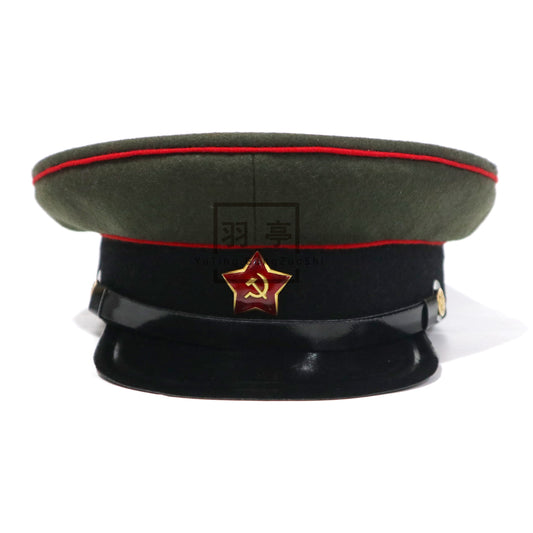 苏联复制马裤呢炮槟大檐帽蓝帽子cosplay重演政委帽子影视道具 Reproduction Soviet Moleskin Artillery Peaked Cap, Blue‑Top Political Commissar Hat, Cosplay & Reenactment, Film & TV Prop