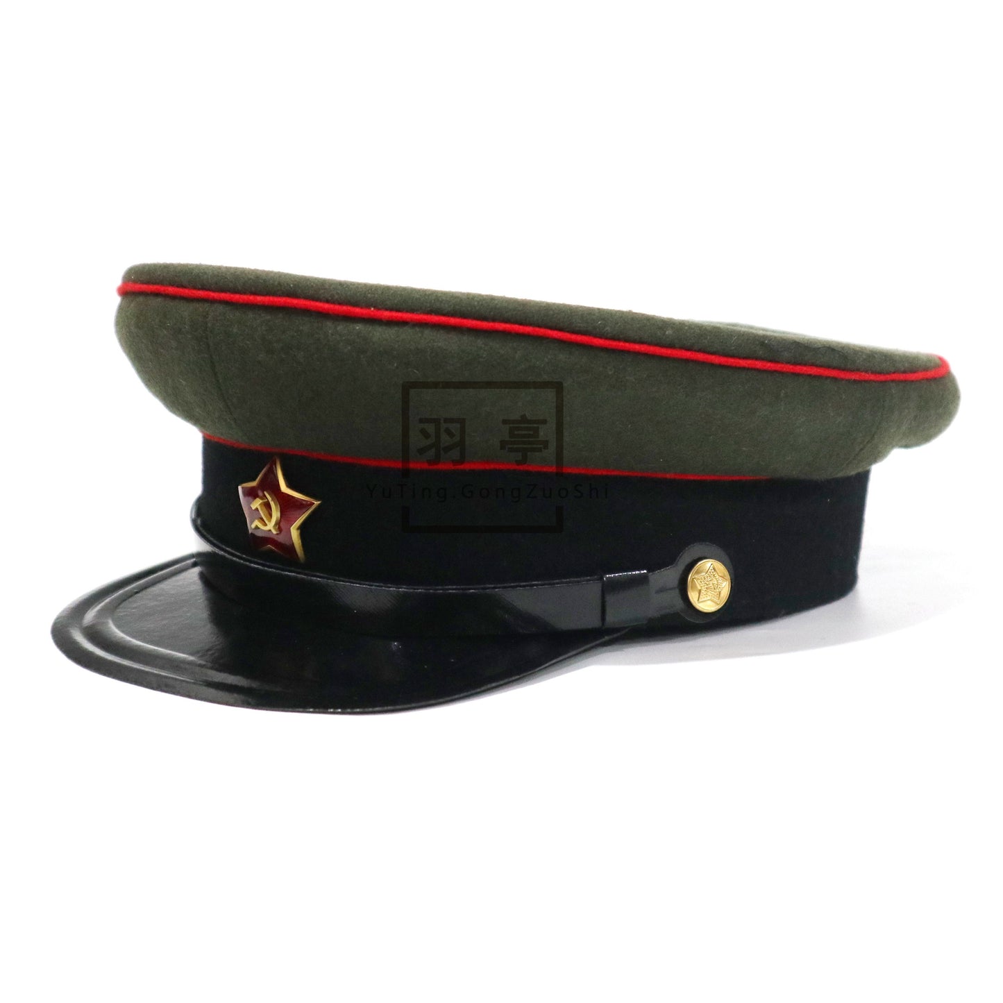 苏联复制马裤呢炮槟大檐帽蓝帽子cosplay重演政委帽子影视道具 Reproduction Soviet Moleskin Artillery Peaked Cap, Blue‑Top Political Commissar Hat, Cosplay & Reenactment, Film & TV Prop