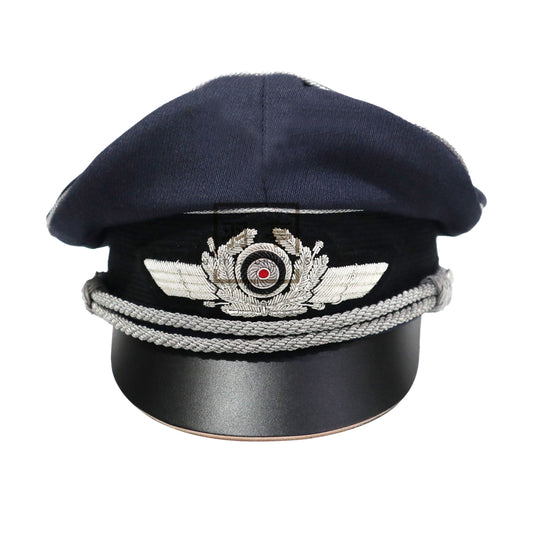 德空马裤呢软帽金属丝帽徽大檐帽影视道具cosplay角色扮演 Luftwaffe‑Style Moleskin Soft‑Crown Peaked Cap with Wire‑Embroidered Cap Badge, Film & TV Prop, Cosplay, Role‑Play