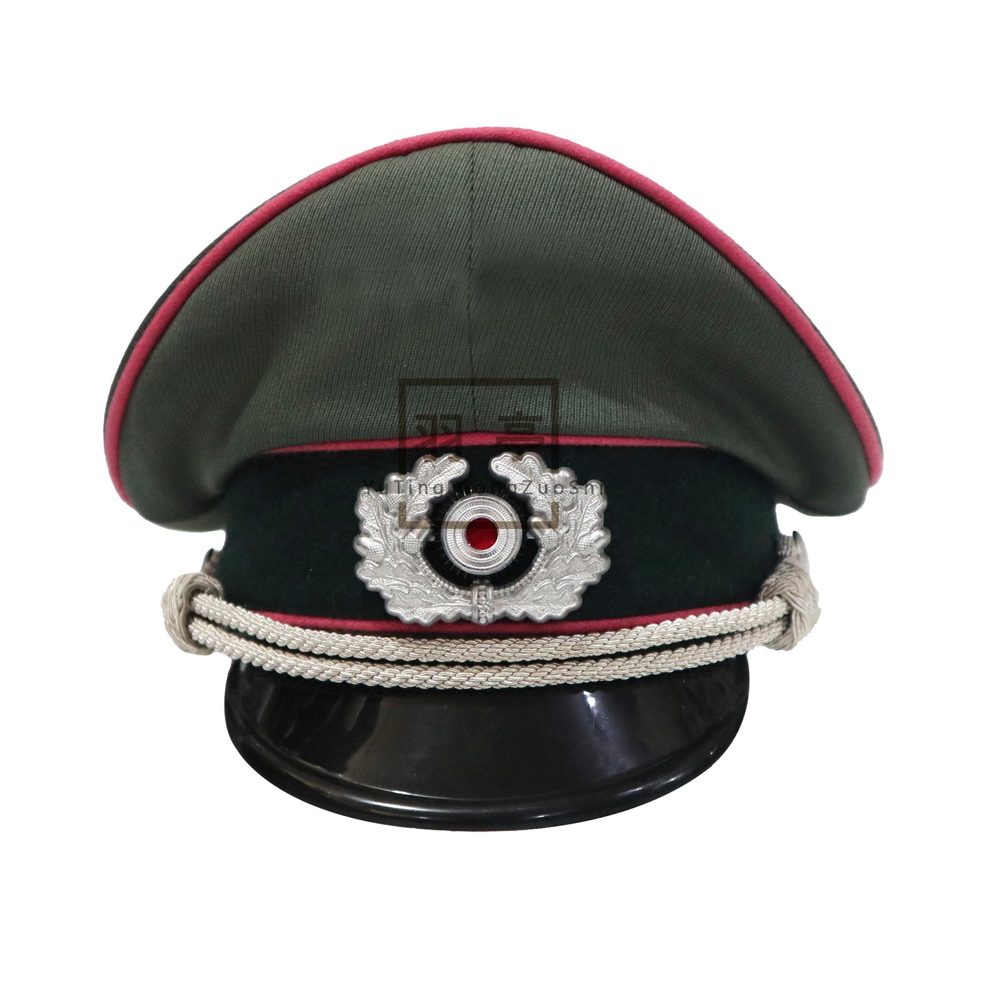 WH德式粉色牙线大檐帽马裤呢m36粉送金属帽徽cosplay塑料帽盖 WH‑Style M36 Moleskin Peaked Cap with Pink Piping, Plastic Crown, Metal Cap Badge Included, Cosplay Prop