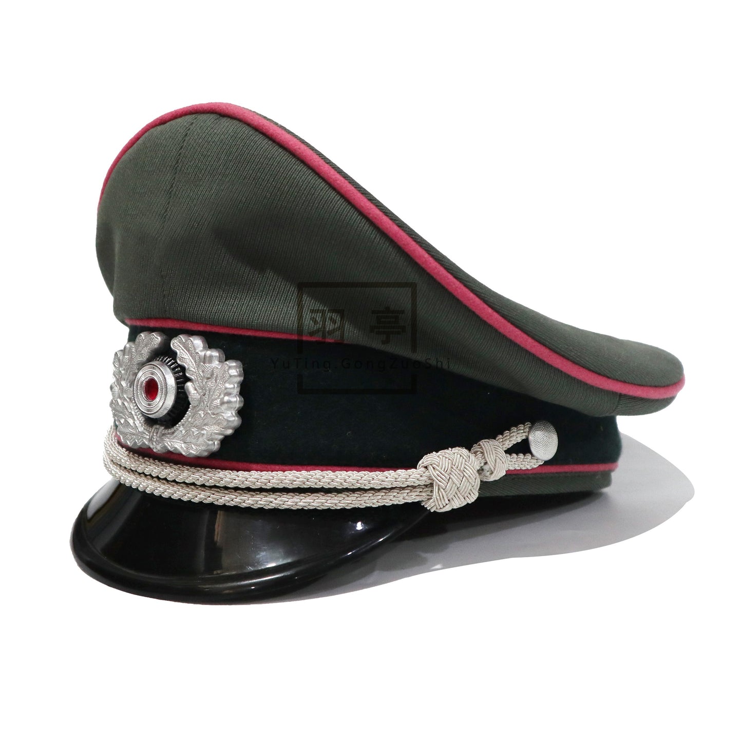 WH德式粉色牙线大檐帽马裤呢m36粉送金属帽徽cosplay塑料帽盖 WH‑Style M36 Moleskin Peaked Cap with Pink Piping, Plastic Crown, Metal Cap Badge Included, Cosplay Prop