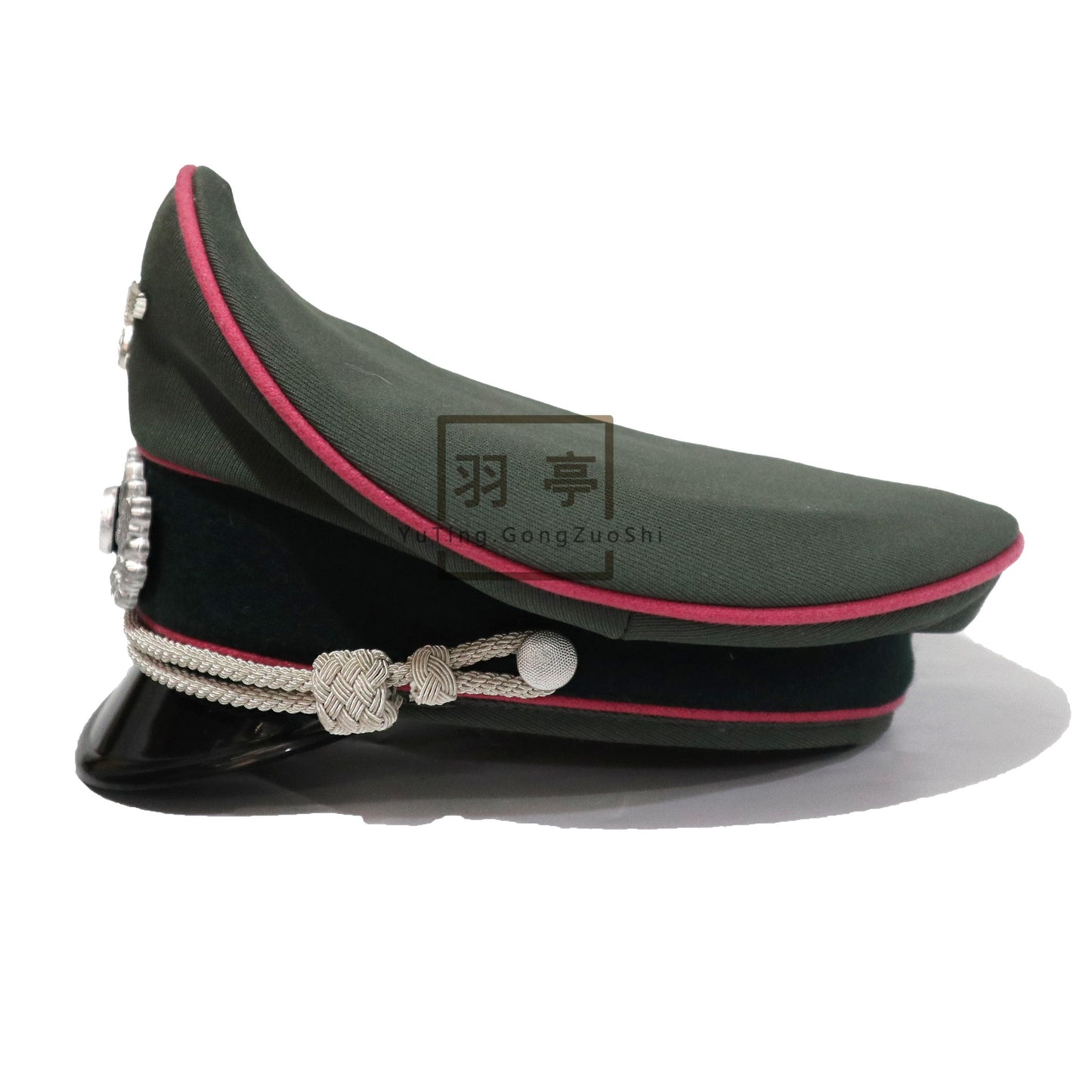 WH德式粉色牙线大檐帽马裤呢m36粉送金属帽徽cosplay塑料帽盖 WH‑Style M36 Moleskin Peaked Cap with Pink Piping, Plastic Crown, Metal Cap Badge Included, Cosplay Prop