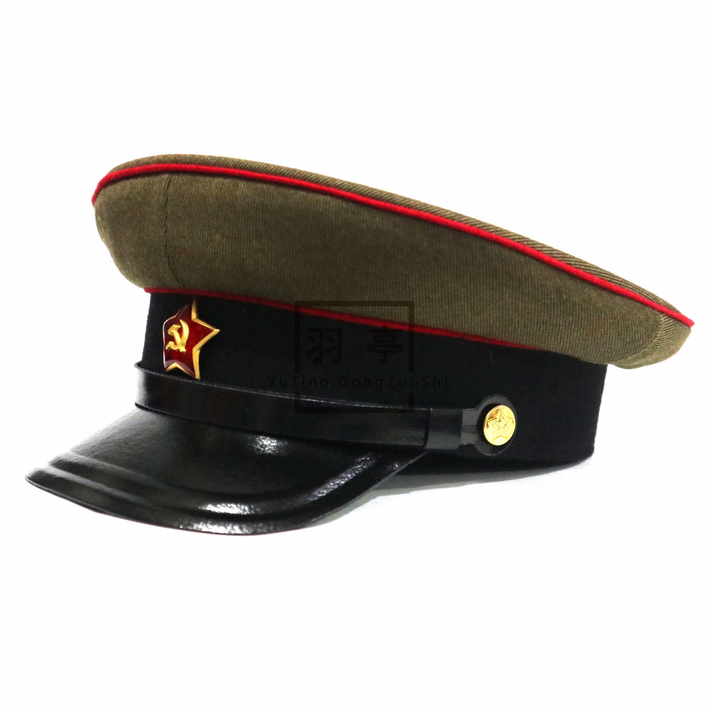 复制二战苏联炮兵大檐帽马裤呢材质红色