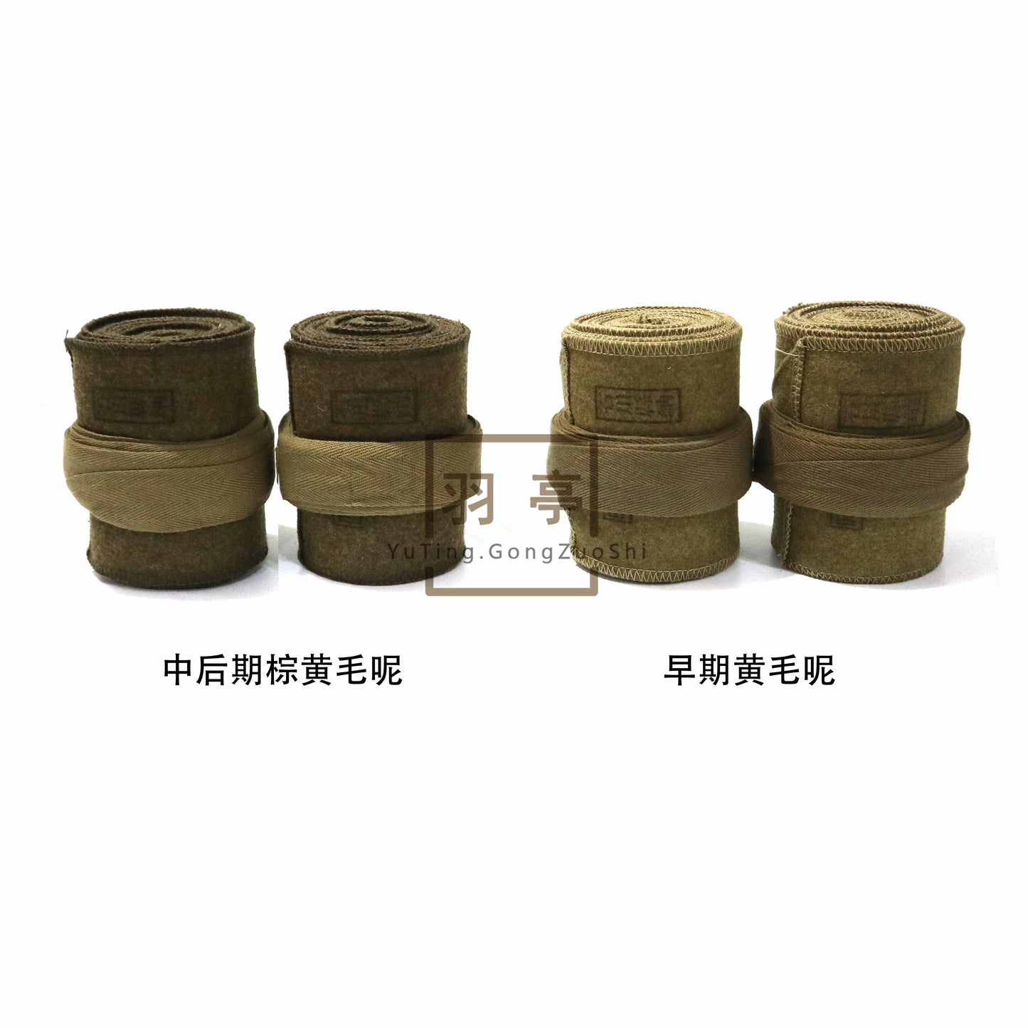 旧日本陆军毛呢绑腿影视道具Vintage WWII Japanese Army Wool Puttees Leg Wraps, Military Reenactment Movie Costume Prop