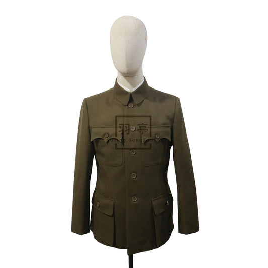 中国国军文职干部制服影视道具斜纹马裤呢   Movie Prop Replica：Vintage‑Era Chinese Military Civilian Staff Uniform, Whipcord Twill Fabric