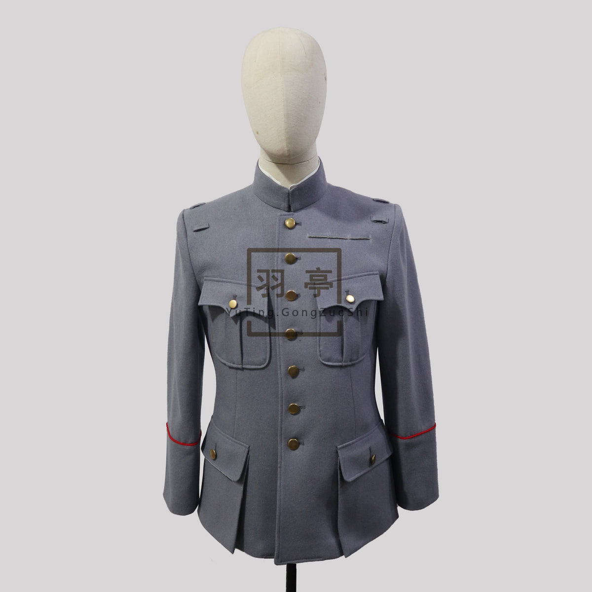 中国清朝末年北洋新军毛呢制服影视道具Late Qing Dynasty Beiyang New Army Officer Wool Tunic Replica - Historical Film Prop & Reenactment Costume