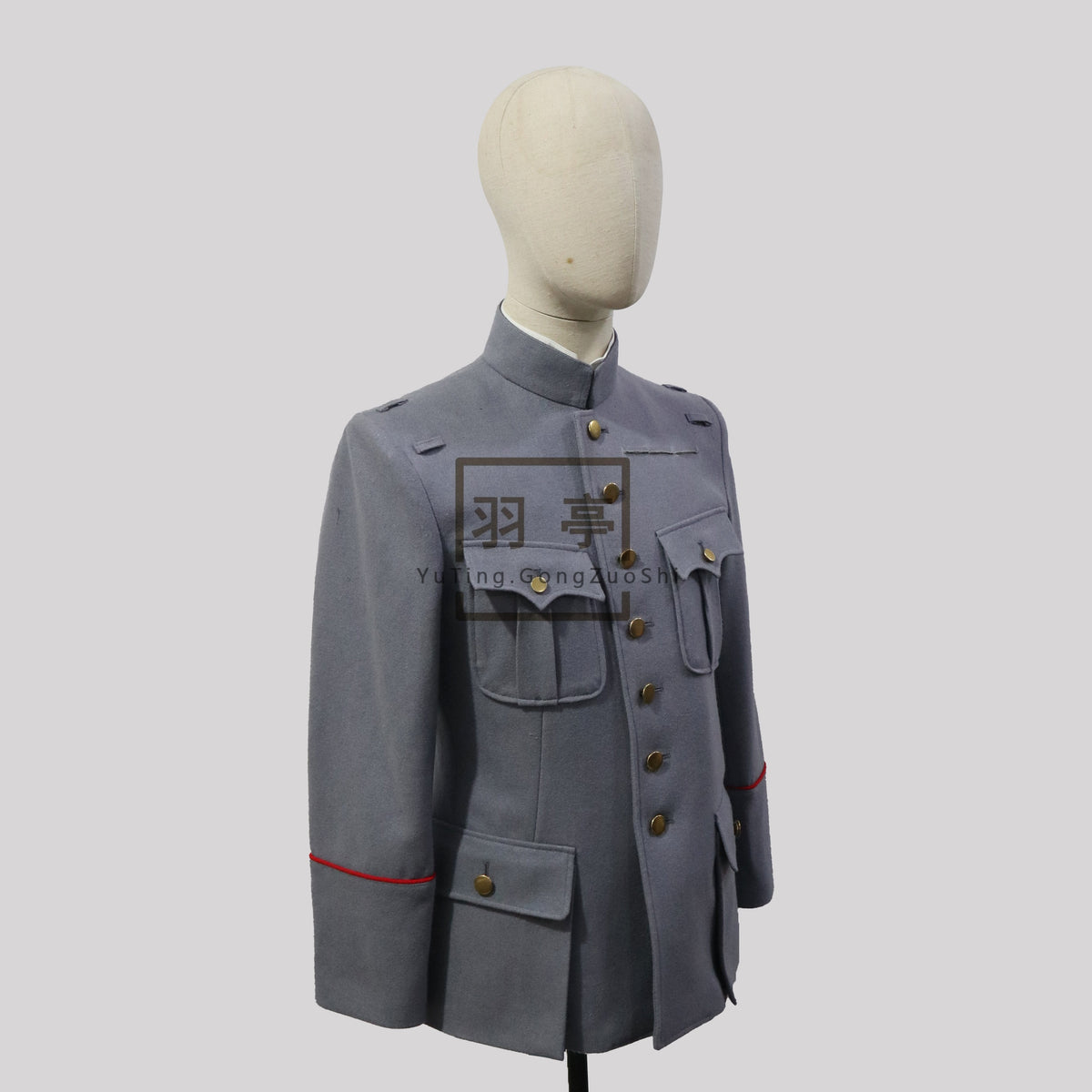 中国清朝末年北洋新军毛呢制服影视道具Late Qing Dynasty Beiyang New Army Officer Wool Tunic Replica - Historical Film Prop & Reenactment Costume