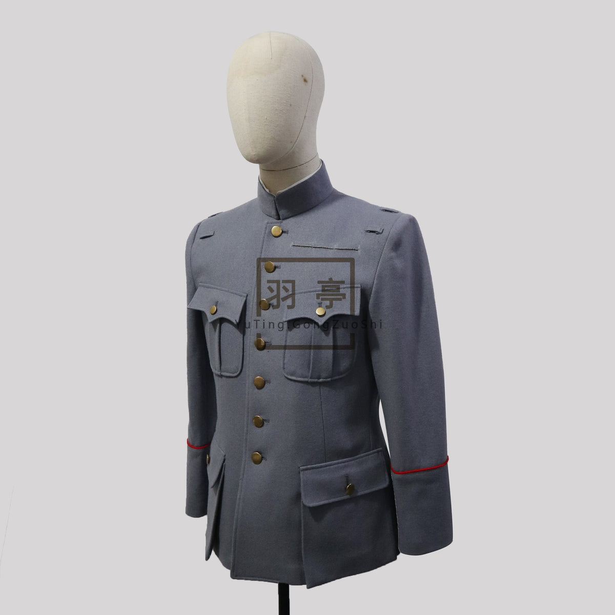 中国清朝末年北洋新军毛呢制服影视道具Late Qing Dynasty Beiyang New Army Officer Wool Tunic Replica - Historical Film Prop & Reenactment Costume