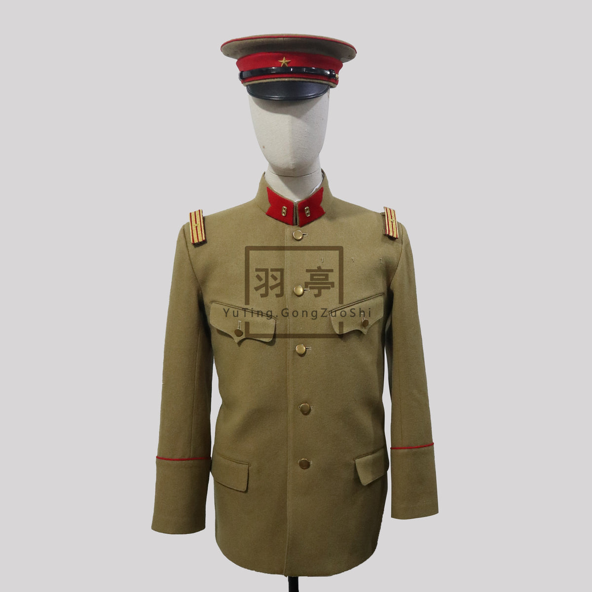 旧日本陆军四五式将校黄色毛呢制服影视道具1. Type 45 Imperial Japanese Army Officer Yellow Wool Tunic Replica - Historical Film Prop Reenactment Costume