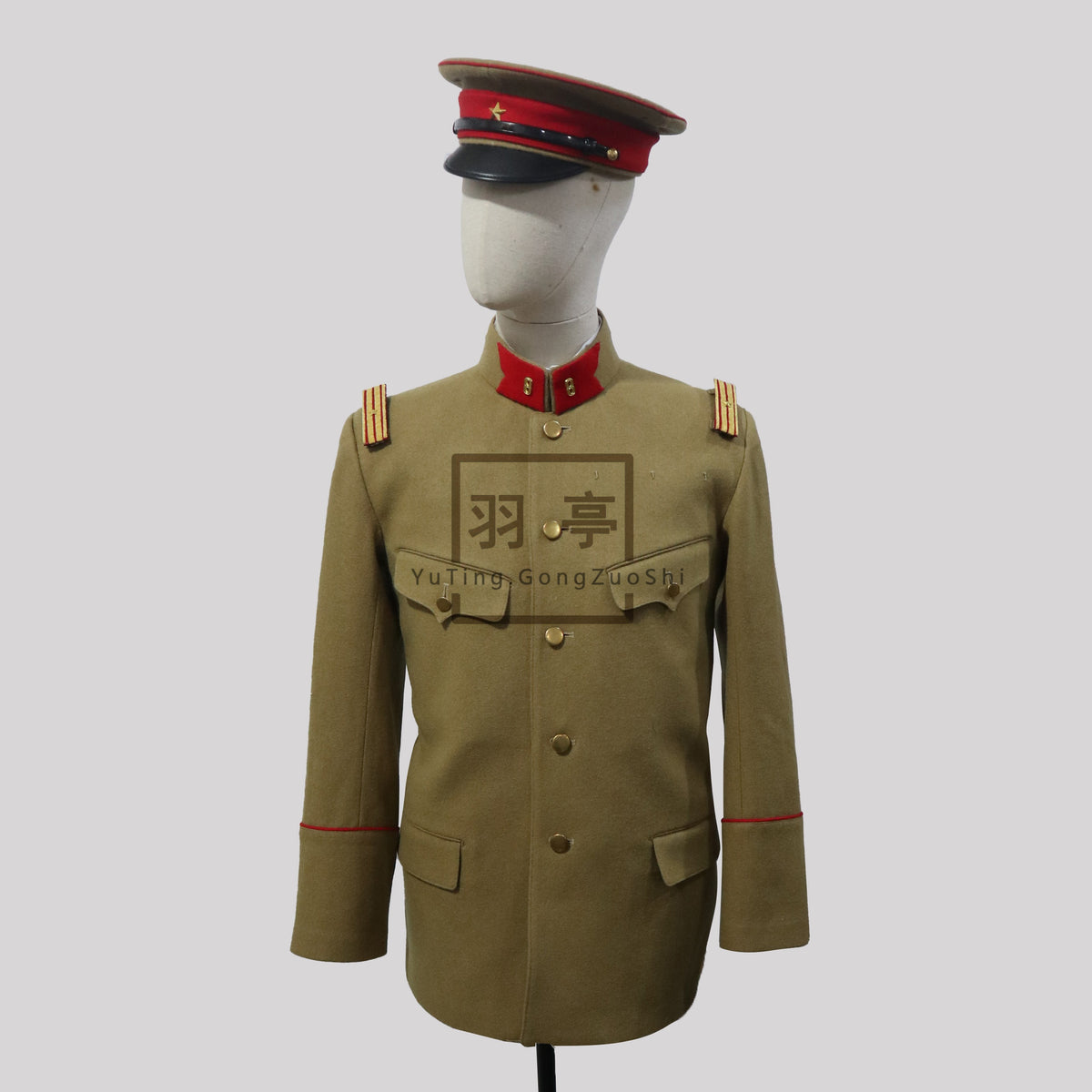 旧日本陆军四五式将校黄色毛呢制服影视道具1. Type 45 Imperial Japanese Army Officer Yellow Wool Tunic Replica - Historical Film Prop Reenactment Costume