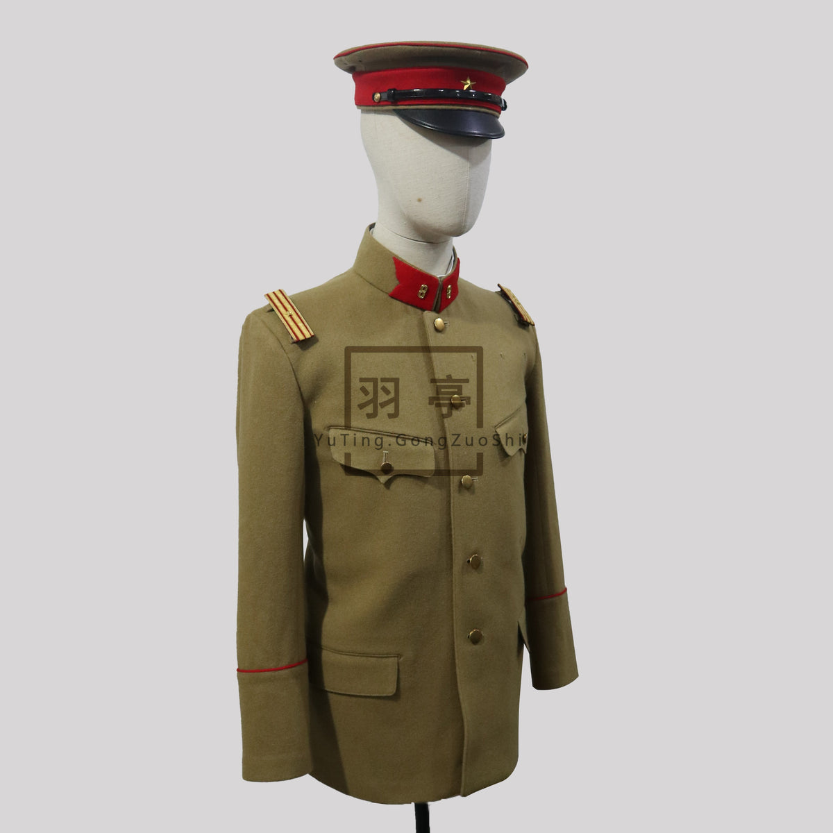 旧日本陆军四五式将校黄色毛呢制服影视道具1. Type 45 Imperial Japanese Army Officer Yellow Wool Tunic Replica - Historical Film Prop Reenactment Costume