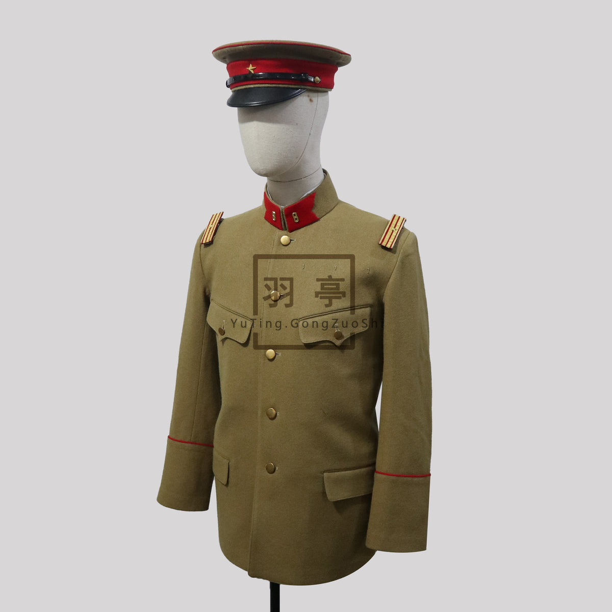 旧日本陆军四五式将校黄色毛呢制服影视道具1. Type 45 Imperial Japanese Army Officer Yellow Wool Tunic Replica - Historical Film Prop Reenactment Costume