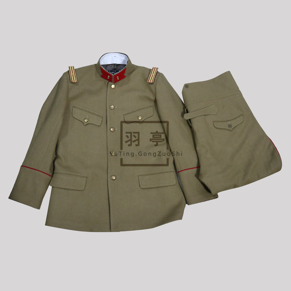 旧日本陆军四五式将校黄色毛呢制服影视道具1. Type 45 Imperial Japanese Army Officer Yellow Wool Tunic Replica - Historical Film Prop Reenactment Costume