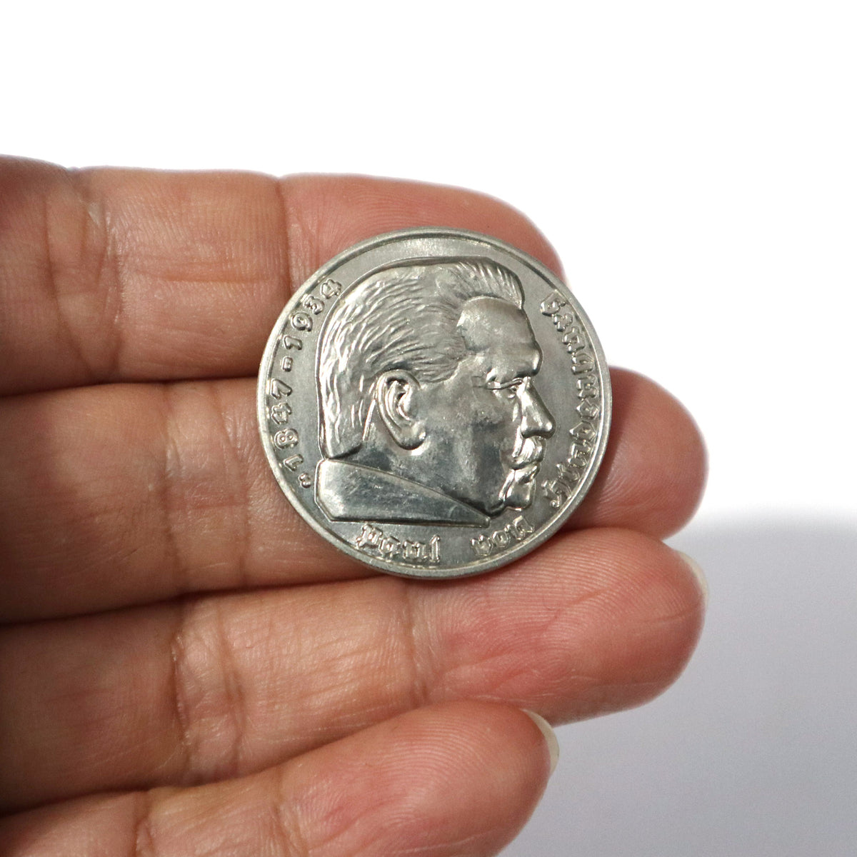 德国魏玛末期第三帝国早期兴登堡马克复刻币`German Hindenburg 5 Reichsmark Coin Replica, Historical Collectible Medal, Paul von Hindenburg Souvenir`