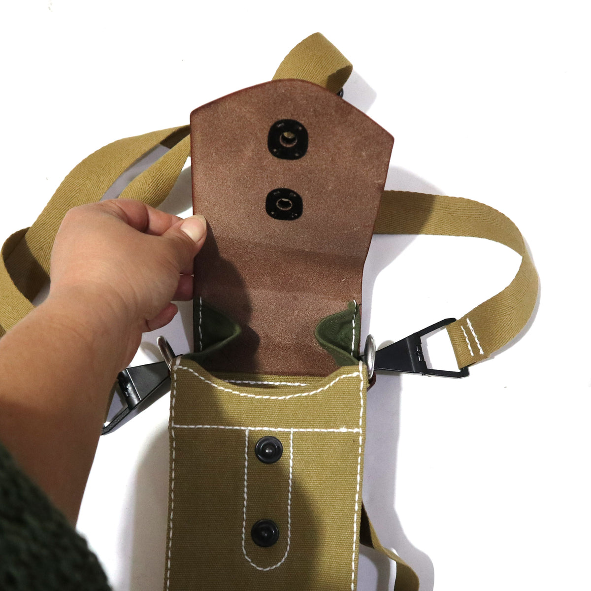 旧日本陆军九六式九九式轻机枪弹匣囊甲型弹仓囊复刻品`WWII Japanese Type 96 / Type 99 LMG Magazine Pouch Replica, Canvas & Leather Historical Reenactment Gear`
