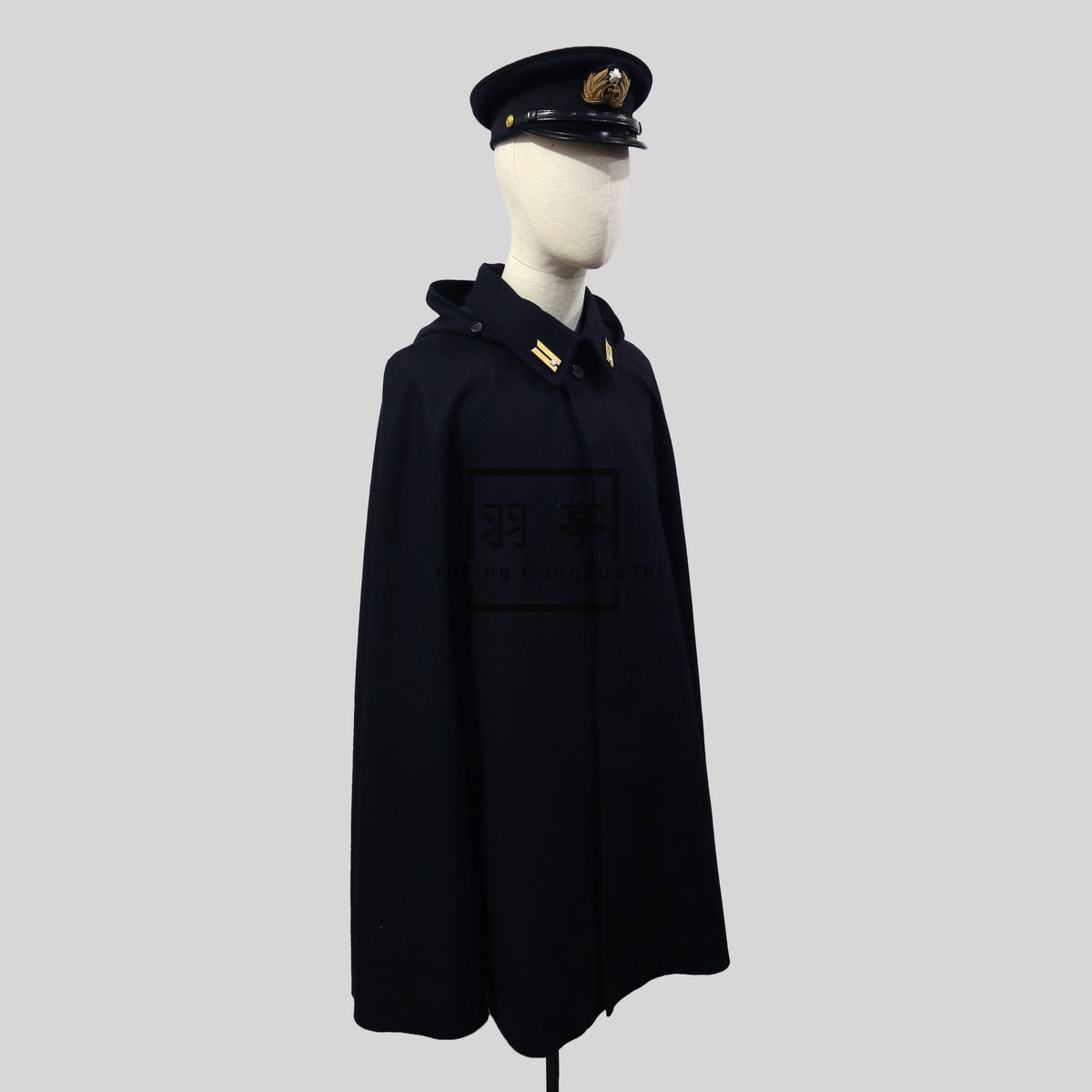旧日本海军将校斗篷藏青色毛呢影视道具WWII IJN Imperial Japanese Navy Officer Navy Blue Wool Cloak, Film Reenactment Prop Replica