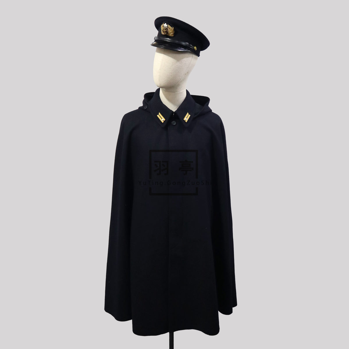 旧日本海军将校斗篷藏青色毛呢影视道具WWII IJN Imperial Japanese Navy Officer Navy Blue Wool Cloak, Film Reenactment Prop Replica