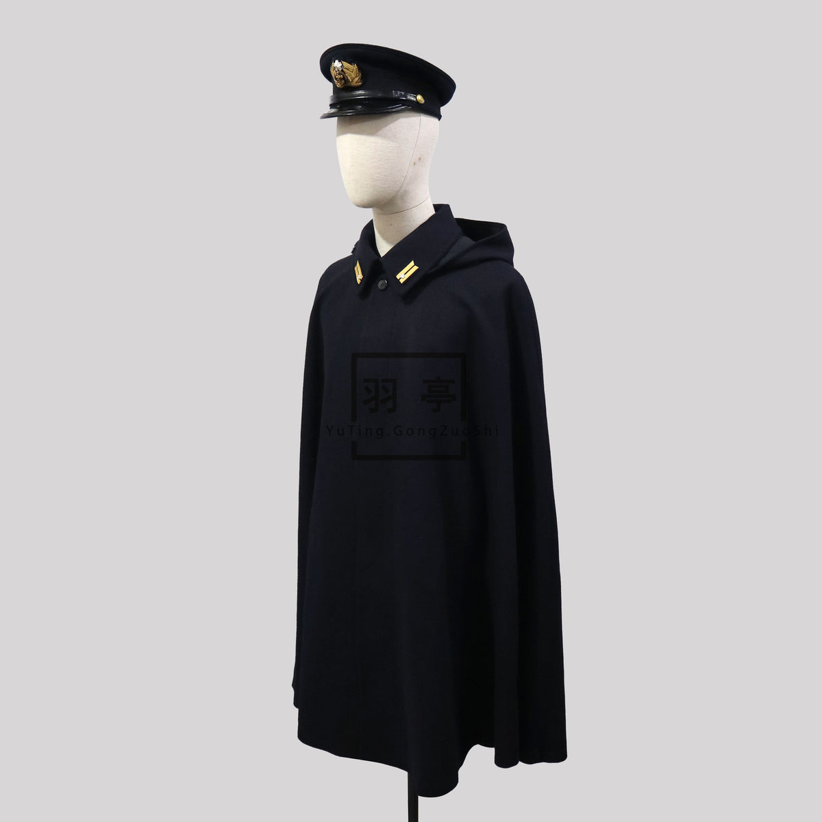 旧日本海军将校斗篷藏青色毛呢影视道具WWII IJN Imperial Japanese Navy Officer Navy Blue Wool Cloak, Film Reenactment Prop Replica