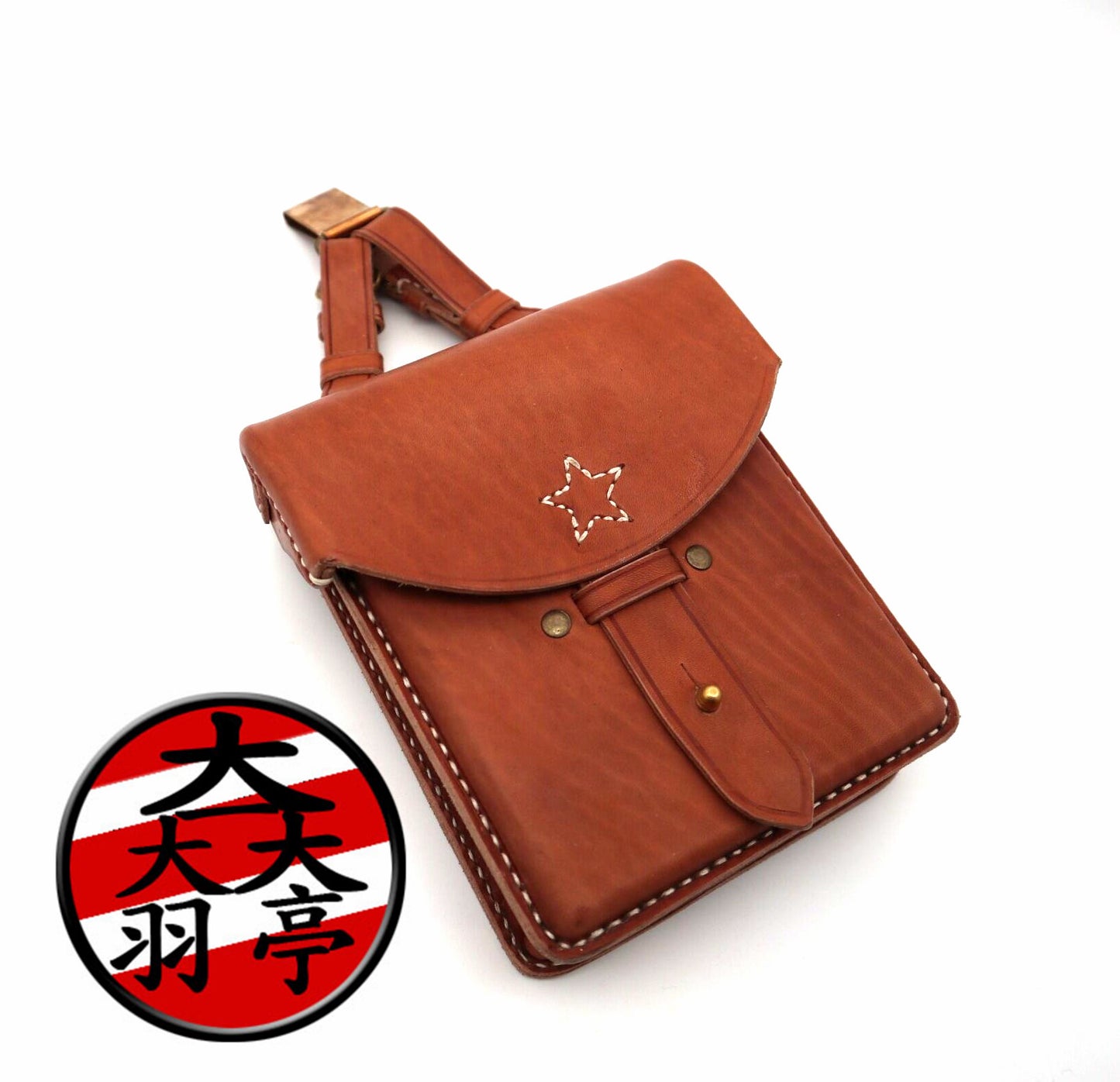 羽亭推荐德小型地图杂物拎包挎包将校头层牛皮外贸出口版本Recommended by Yuting, German‑style officer full‑grain‑leather small utility‑map satchel, export‑version