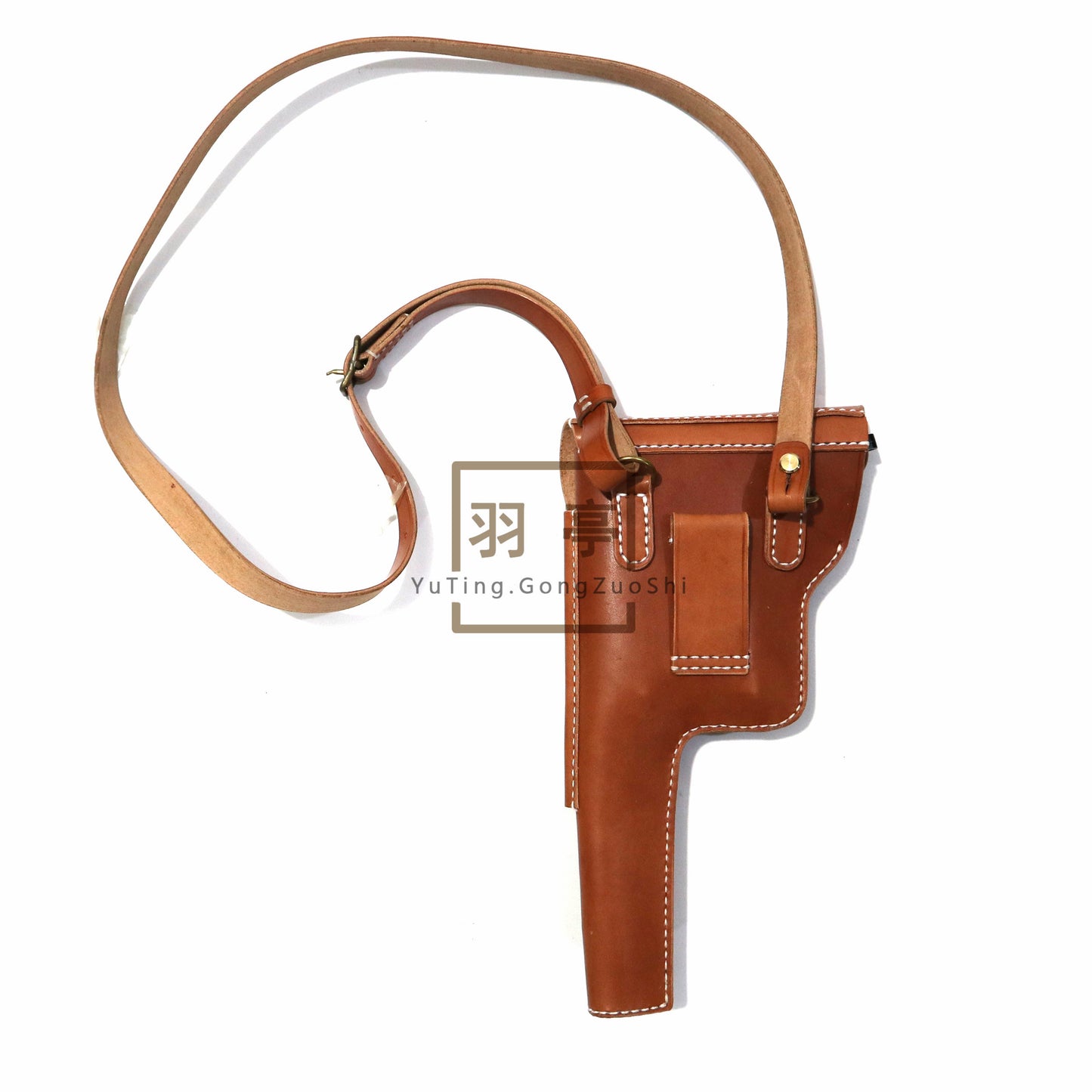 羽亭推荐毛色c96牛皮套盒子炮头层cosplay重演影视道具话剧中影   Recommended by Yuting: Full‑grain leather holster for Mauser C96 Broomhandle, prop for cosplay, reenactment, collection & drama performance