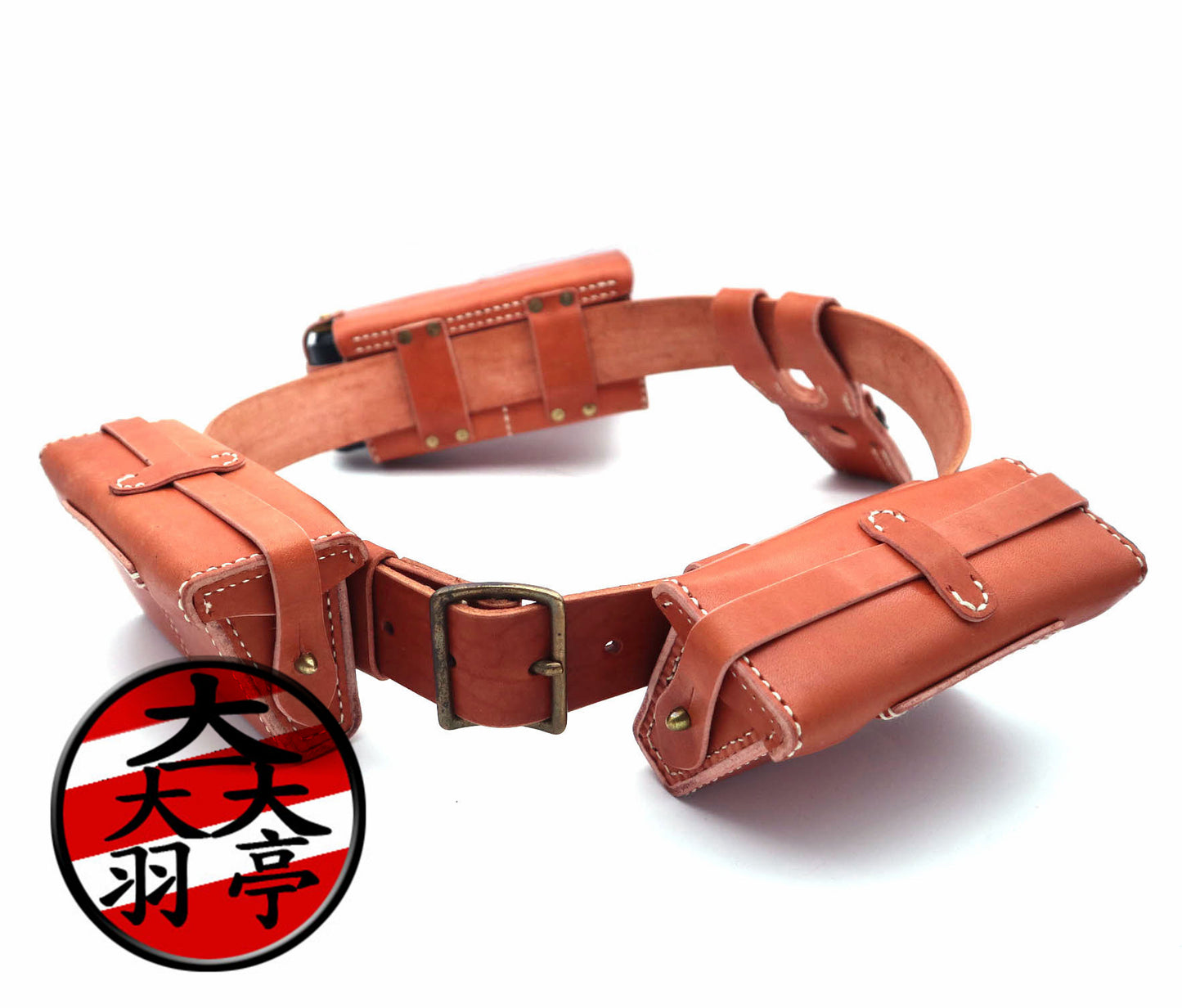 羽亭推荐出口版皮具38前盒后盒油壶腰带头层牛皮   Recommended by Yuting: Export‑grade top‑grain leather set, Type‑38 front & rear ammo pouches, gun oiler, waist belt