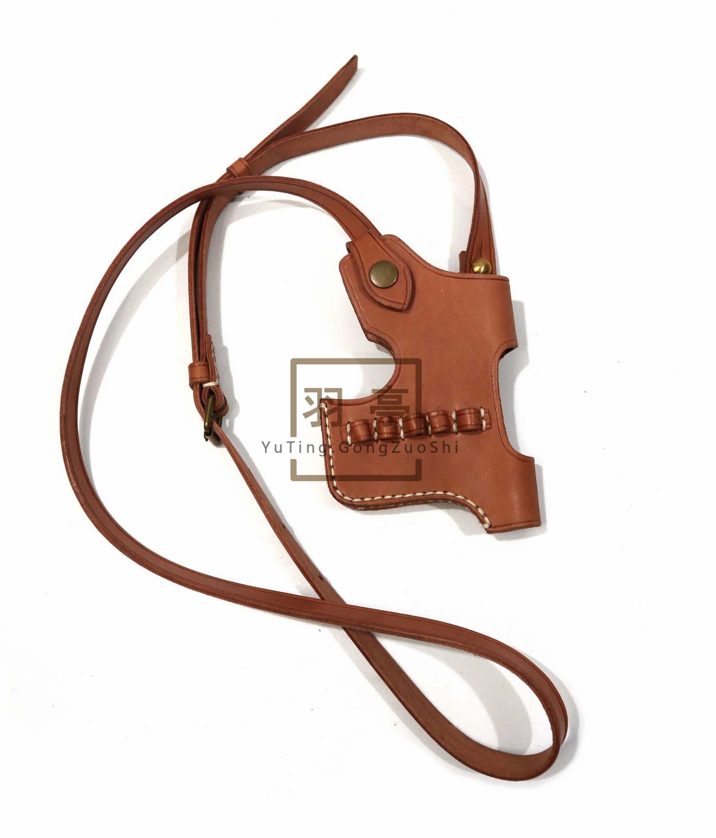羽亭推荐毛瑟牛皮套斜挎影视道具国君中影横店装备c96    Recommended by Yuting: Cross‑body leather holster for Mauser C96, National‑Army style, movie gear for Zhongying & Hengdian