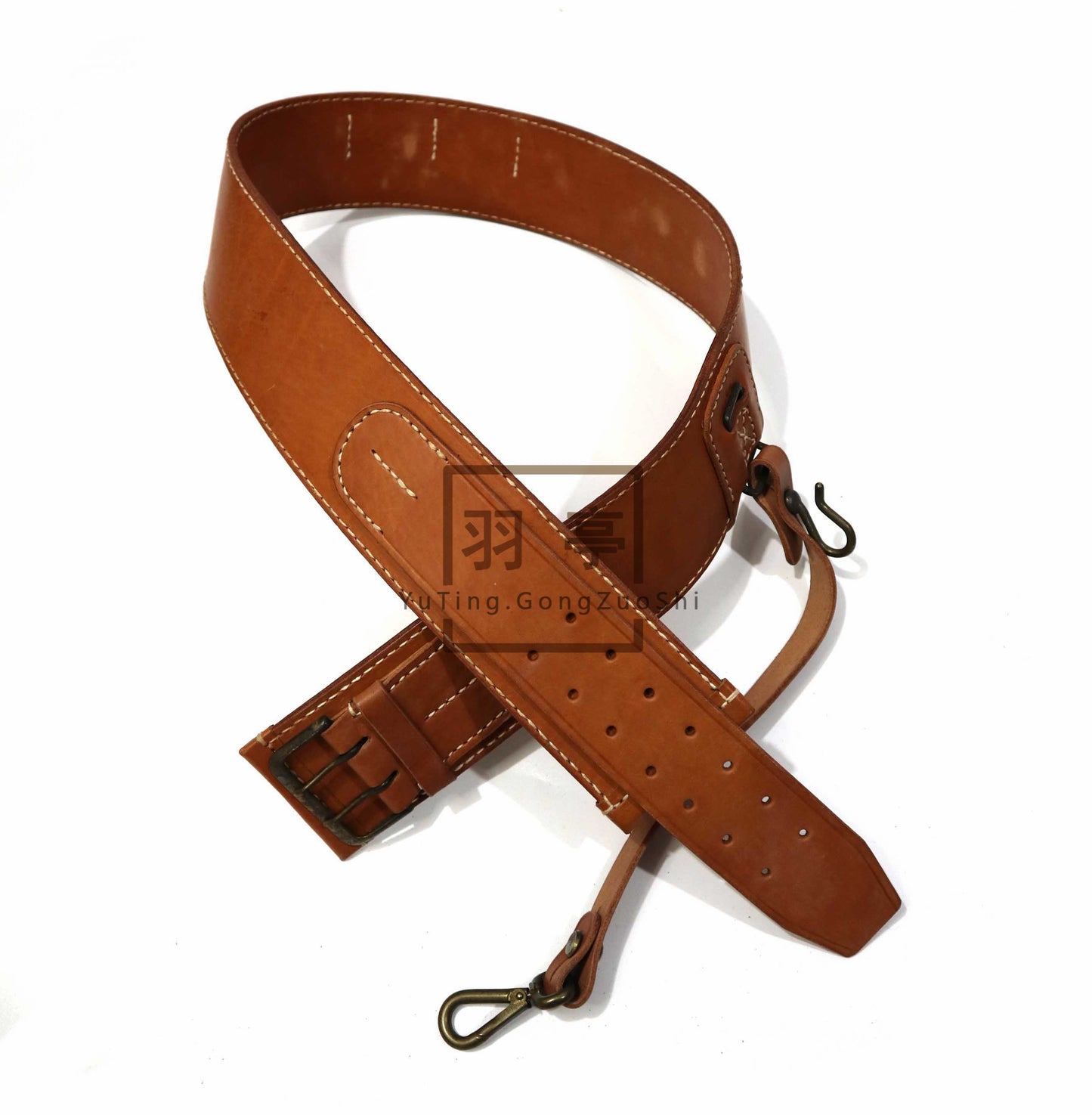 羽亭推荐九八式将校牛皮外腰带封略装野战制服装备影视道具 Recommended by Yuting, Type‑98 officer cowhide outer belt, matching field‑uniform gear, film and reenactment prop