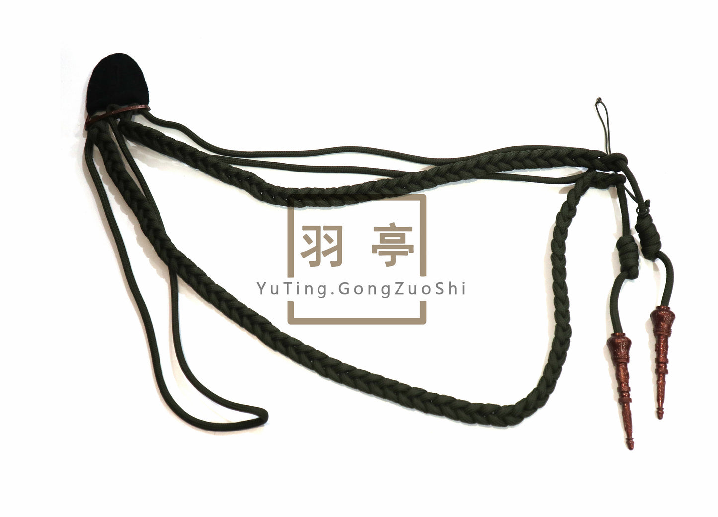羽亭推荐朝鲜绪式野战版本织带墨绿色陆上cosplay重演Recommended by Yuting, field‑version dark‑green North‑Korean sword tassel webbing, for land‑based cosplay & historical reenactment