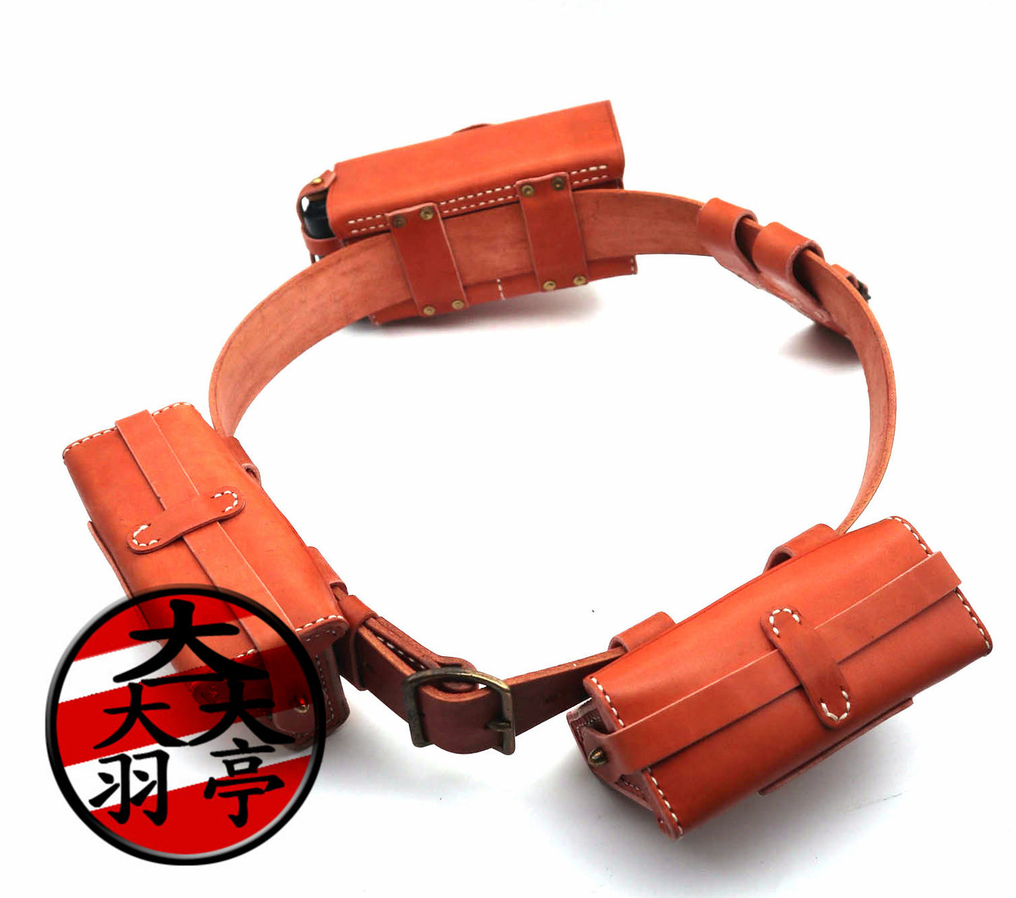 羽亭推荐出口版皮具38前盒后盒油壶腰带头层牛皮   Recommended by Yuting: Export‑grade top‑grain leather set, Type‑38 front & rear ammo pouches, gun oiler, waist belt