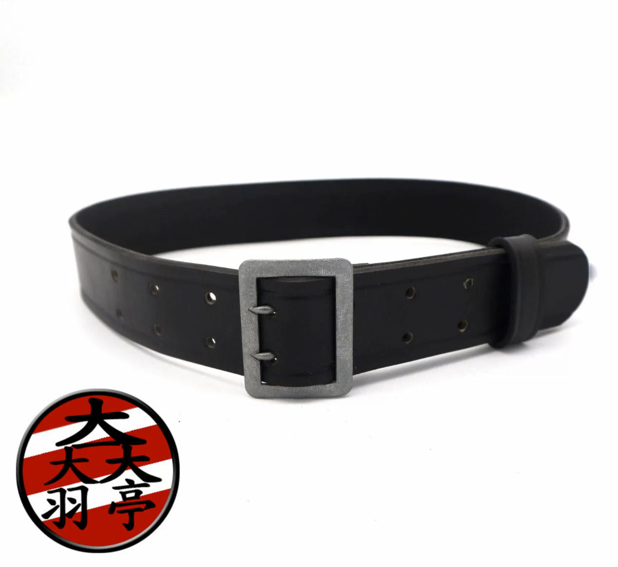 羽亭推荐德用腰带黑色黄色将校制服装备牛皮双叉腰   Yuting Recommended, German‑Style Officer Uniform Belt, Black & Tan, Cowhide Double Prong Belt, Reenactment Costume Gear
