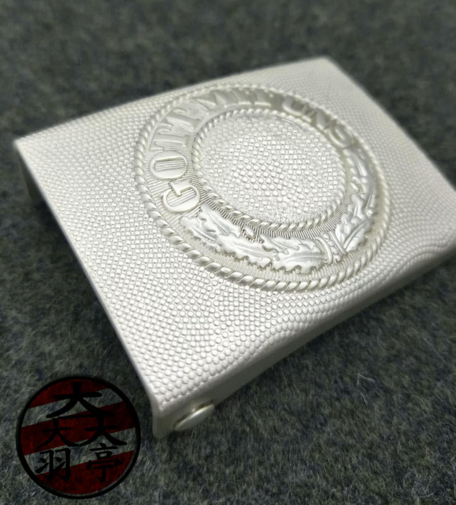羽亭推荐ww德国腰带鱼子扣历史重演道具收藏制装备金属   Yuting Recommended, German‑Style WW‑Era Metal Belt With Fish‑Grain Buckle, Historical Reenactment Collectible Gear